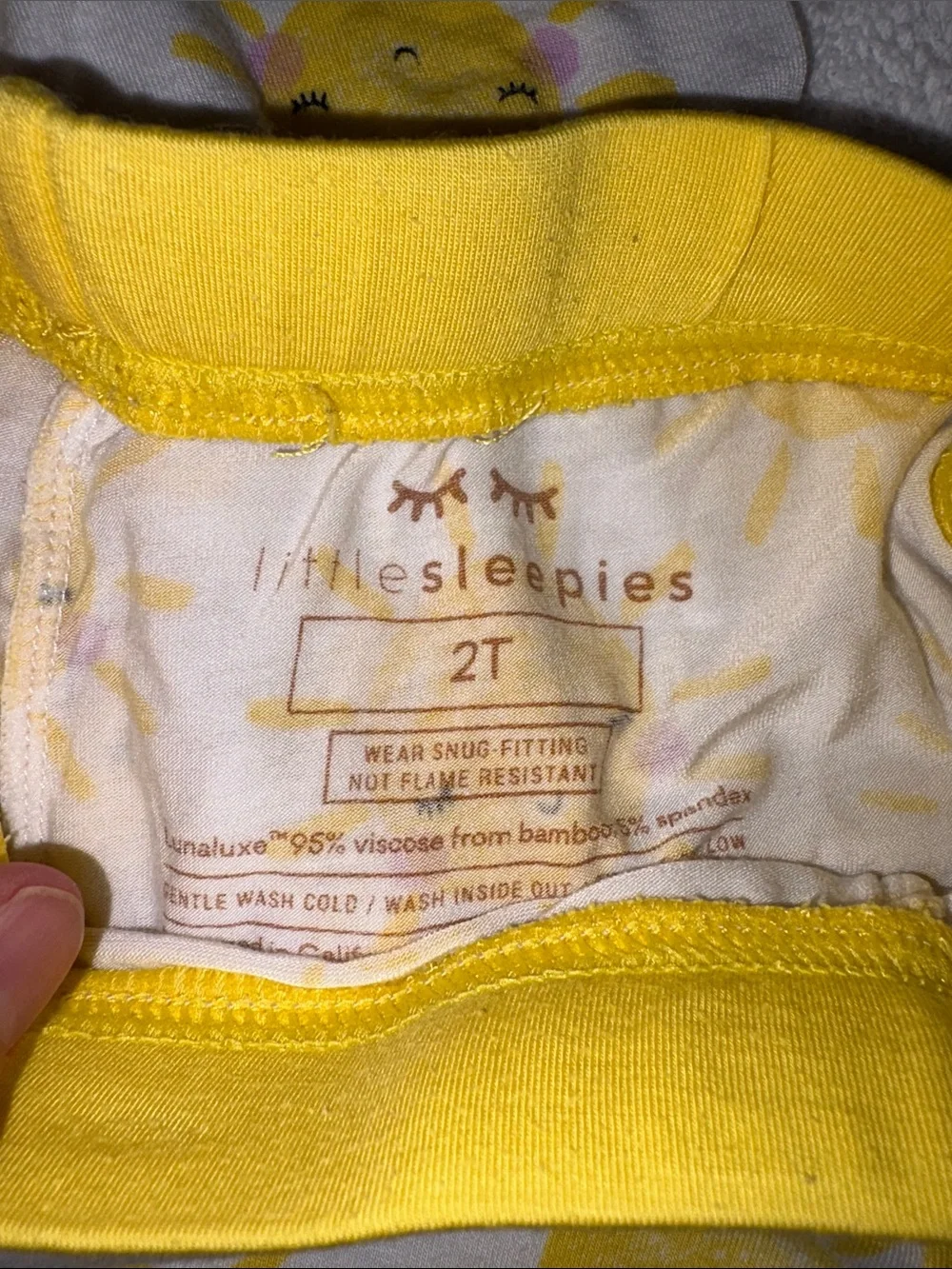 Little Sleepies White and Yellow Sun Print Long Sleeve Pajama Set unisex 2t